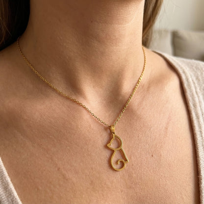 Gold Cat Silhouette Pendant