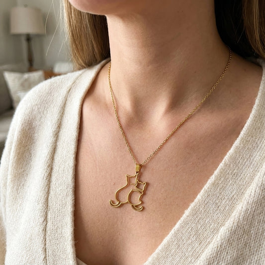 Double Cat Love Pendant